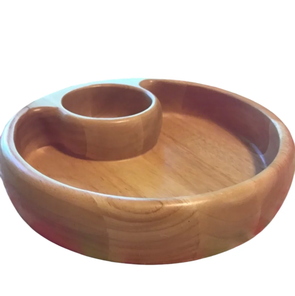 Crate&Barrel Vintage Chip & Dip Wood Server